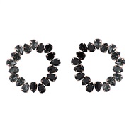 ( black)earrings occidental style exaggerating drop glass diamond diamond Round color earrings woman colorful diamon