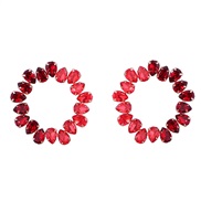 ( red)earrings occidental style exaggerating drop glass diamond diamond Round color earrings woman colorful diamond 