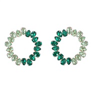 ( green)earrings occidental style exaggerating drop glass diamond diamond Round color earrings woman colorful diamon