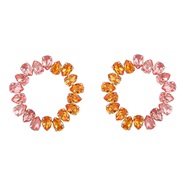 ( Rose Gold)earrings occidental style exaggerating drop glass diamond diamond Round color earrings woman colorful di