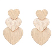 ( Gold)ins fashion trend multilayer vertical Stripe heart-shaped Alloy earrings woman temperament brief Metal occiden