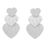 ( Silver)ins fashion trend multilayer vertical Stripe heart-shaped Alloy earrings woman temperament brief Metal occid