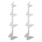 ( Silver)occidental style wind multilayer Alloy butterfly long style earring occidental style earrings woman super E