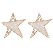 ( Gold)ins Korean style fashion brief Alloy enamel diamond Five-pointed star earrings woman lovely star ear stud