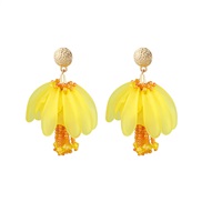 ( yellow)ins wind candy colors multilayer petal earrings  color beads tassel flowers earring resin Earring