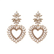 ( white)occidental styleins Alloy diamond flowers earrings  luxurious Colorful heart-shaped Rhinestone earringearrings