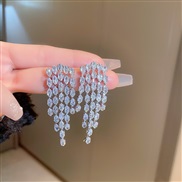 ( Silver needle  Silver( Tassels))silver zircon color long style chain tassel earrings occidental style exaggerating 