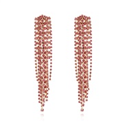 ( rose Red)fashion super Rhinestone tassel earrings occidental style personality wind long style colorful diamond