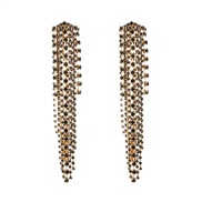 ( black)fashion super Rhinestone tassel earrings occidental style personality wind long style colorful diamond cl