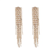 ( Gold)fashion super Rhinestone tassel earrings occidental style personality wind long style colorful diamond cla