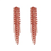 ( red)fashion super Rhinestone tassel earrings occidental style personality wind long style colorful diamond claw