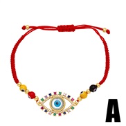 (A)Autumn and Winter handmade weave rope personality color zircon eyes braceletbrk