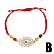 (B)Autumn and Winter handmade weave rope personality color zircon eyes braceletbrk