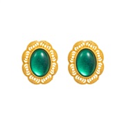 ( green)occidental style fashion retro earrings woman flower Alloy embed Round resin geometry earrings trend