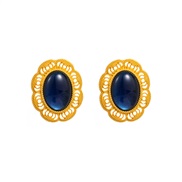 ( blue)occidental style fashion retro earrings woman flower Alloy embed Round resin geometry earrings trend