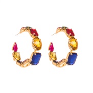 ( Color)occidental style fashion samll brief Earring Round big zircon mosaic cirque circle earrings