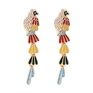(red  Color)earrings occidental style exaggerating multilayer Alloy enamel animal earring ear stud earrings woman