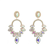 ( AB white)occidental style fashion exaggerating luxurious earrings woman super big super embed colorful diamond earrin
