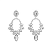 ( whitesilvery )occidental style fashion exaggerating luxurious earrings woman super big super embed colorful diamond e