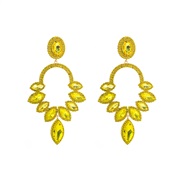 ( yellow)occidental style fashion exaggerating luxurious earrings woman super big super embed colorful diamond earring 