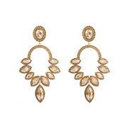 ( Gold)occidental style fashion exaggerating luxurious earrings woman super big super embed colorful diamond earring te
