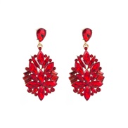 ( red)occidental style fashion Alloy diamond high Earring woman temperament retro wind Ladies earring
