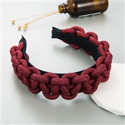 ( Red wine) Headband Korea fashion temperament all-Purpose handmade weave Headband fashion width women head
