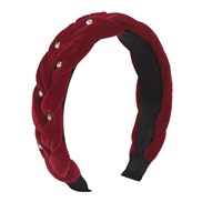( red)F samll wind velvet Rhinestone Headband woman  samll twisted sweet elegant retro geometry Headband