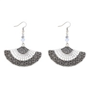 ( Silver)ins fashion brief Alloy diamond flowers sector woman occidental style super earringsearring