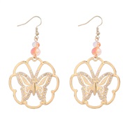 ( Gold)ins wind fashion brief Alloy diamond flowers butterfly occidental style earrings womanearrings