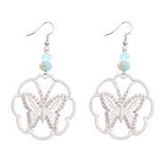 ( Silver)ins wind fashion brief Alloy diamond flowers butterfly occidental style earrings womanearrings