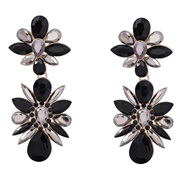 ( black)earrings occidental style exaggerating fashion multilayer Alloy diamond flowers earrings woman fully-jewelled S