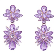 (purple)earrings occidental style exaggerating fashion multilayer Alloy diamond flowers earrings woman fully-jewelled S
