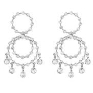 ( Silver)fashion occidental style exaggerating multilayer Round Alloy diamond earring geometry earrings woman super Ear