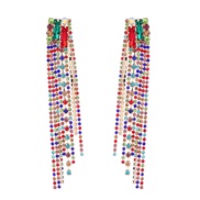 ( Color)earrings occidental style exaggerating Alloy diamond Rhinestone long style tassel earrings woman fully-jewelled