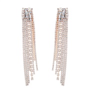 ( white)earrings occidental style exaggerating Alloy diamond Rhinestone long style tassel earrings woman fully-jewelled