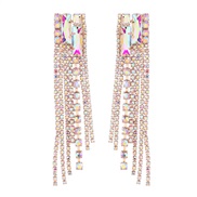(AB color)earrings occidental style exaggerating square Alloy diamond Rhinestone long style tassel earrings woman fully