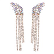 (AB color)earrings occidental style exaggerating Alloy diamond Rhinestone geometry long style tassel earrings woman ful