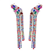 ( Color)earrings occidental style exaggerating Alloy diamond Rhinestone geometry long style tassel earrings woman fully