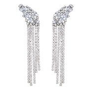 ( Silver)earrings occidental style exaggerating Alloy diamond Rhinestone geometry long style tassel earrings woman full