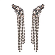 ( black)earrings occidental style exaggerating Alloy diamond Rhinestone geometry long style tassel earrings woman fully