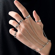 ( Opening adjustable)occidental style Metal chain bracelet ring man woman punk wind ring retro