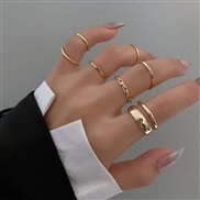 (JA6633 Gold)occidental style ring opening black ring set retro snake black