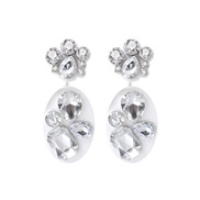 ( white)earrings occidental style retro geometry Acrylic plates diamond earring personality trend woman ear stud