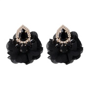 ( black)earrings occidental style retro flowers petal Chiffon ear stud personality elegant fine trend woman