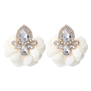 ( white)earrings occidental style retro flowers petal Chiffon ear stud personality elegant fine trend woman