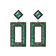 ( green)occidental style exaggerating fashion Alloy diamond long square earrings woman fully-jewelled geometry Earring