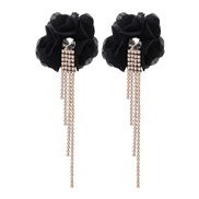 ( black)earrings occidental style retro flowers petal Chiffon claw chain tassel ear stud personality trend woman