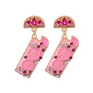 ( Pink)earrings occidental style personality brief retro Alloy enamel diamond ear stud woman