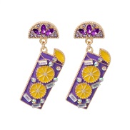 (purple)earrings occidental style personality brief retro Alloy enamel diamond ear stud woman